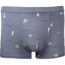 Bokserki Obcisłe, Szaroniebieskie w Latarnie, Statki, Bawełniane, Majtki z Elastanem -ALTIES. Niebieskie bokserki męskie Alties, bez wzorów, z bawełny. Za 35.00 zł.