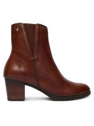 Pikolinos Botki Zamora W0E-8628 Brązowy. Brązowe botki damskie Pikolinos, bez wzorów, ze skóry, bez obcasa, na słupku, bez zapięcia. Za 759.99 zł.