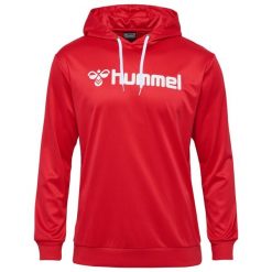 Bluza z kapturem Hummel Logo. Czerwone bluzy męskie Hummel, bez wzorów, z kapturem, na fitness i siłownię. Za 166.50 zł.