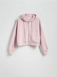 Rozpinana bluza z modalem - pastelowy róż. Czerwone bluzy damskie Reserved, l, bez wzorów, z dzianiny, bez ramiączek, bez kaptura. W wyprzedaży za 99.99 zł.