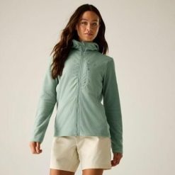 Damska bluza polarowa Switch Up Pro z kapturem i zamkiem błyskawicznym. Zielone bluzy damskie Dare 2B, bez wzorów, z materiału, bez ramiączek, z kapturem. Za 349.99 zł.