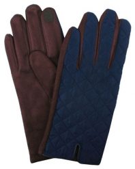 Eleganckie Pikowane Rękawiczki Męskie - Granat z Brązem. Rękawiczki męskie Em men's accessories, na jesień, bez wzorów, z bawełny. Za 99.00 zł.