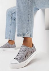 Szare Ażurowe Trampki Przed Kostkę Russi. Szare trampki i tenisówki damskie Born2be, w ażurowe wzory, z jeansu, przed kostkę, bez zapięcia. Za 64.99 zł.