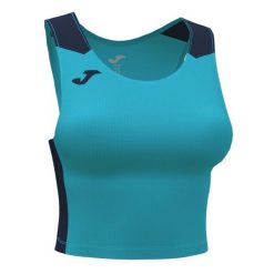 Tank top do biegania damski Joma Record II Crop top. Niebieskie topy damskie Joma, s, bez wzorów, sportowe, bez kołnierzyka, bez ramiączek. Za 73.99 zł.