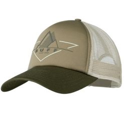 Czapka z daszkiem dla dorosłych Trucker Cap. Zielone czapki damskie Buff, bez wzorów, z poliesteru, sportowe. Za 92.99 zł.