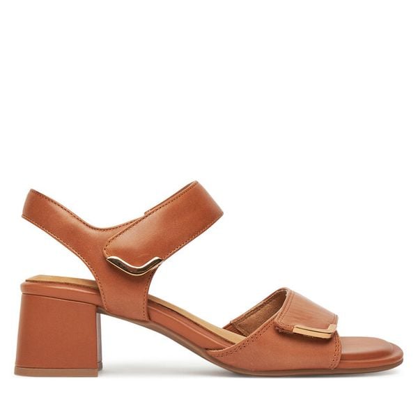 Sandały Tamaris. Brązowe sandały damskie Tamaris, bez wzorów, bez obcasa, na słupku, bez zapięcia. Za 289.99 zł.