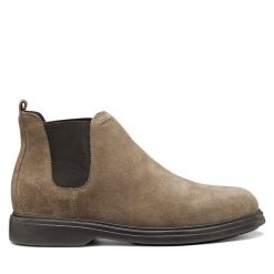 Sztyblety Geox. Brązowe botki męskie Geox, bez wzorów, bez obcasa, bez zapięcia. Za 569.99 zł.