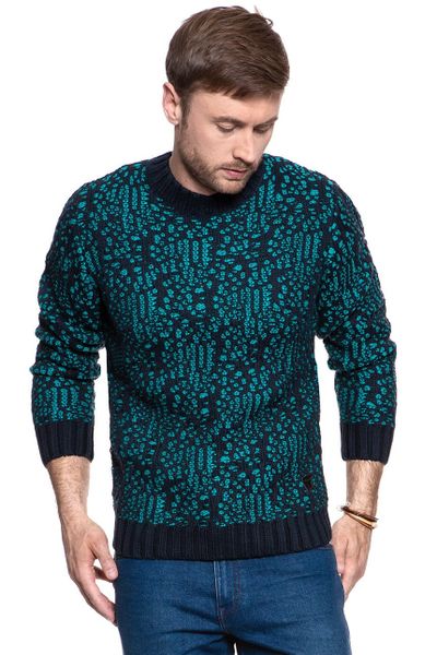 MĘSKI SWETER WRANGLER JACQUARD KNIT DARK NAVY W8641QHAE 112132343. Niebieskie swetry męskie Wrangler, m, bez wzorów, z dzianiny, bez kołnierzyka, bez ramiączek. W wyprzedaży za 69.99 zł.