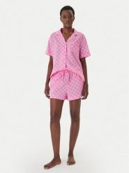DKNY Piżama YI80108 Różowy Regular Fit. Czerwone piżamy damskie DKNY, bez wzorów, z bawełny, bez ramiączek. Za 379.99 zł.