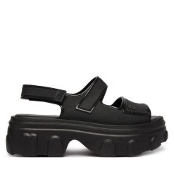 Sandały Melissa. Czarne sandały damskie Melissa, bez wzorów, bez obcasa, na koturnie, bez zapięcia. Za 578.99 zł.