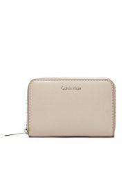 Calvin Klein Portfel Foil Logo Medium Zip Around LV04F1091G Beżowy. Brązowe portfele damskie Calvin Klein, ze skóry. Za 219.99 zł.