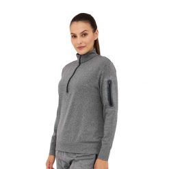 Bluza damska wełniana z krótkim ekspresem Brubeck OUTDOOR MERINO. Szare bluzy damskie Brubeck, s, bez wzorów, z elastanu, eleganckie, bez ramiączek, bez kaptura. Za 299.00 zł.