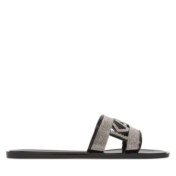 Klapki KARL LAGERFELD. Czarne klapki damskie KARL LAGERFELD, bez wzorów, bez obcasa, bez zapięcia. Za 259.99 zł.