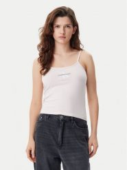 Calvin Klein Jeans Top Monologo J20J223105 Różowy Slim Fit. Czerwone topy damskie Calvin Klein Jeans, s, bez wzorów, z bawełny, bez kołnierzyka, bez ramiączek. Za 79.99 zł.