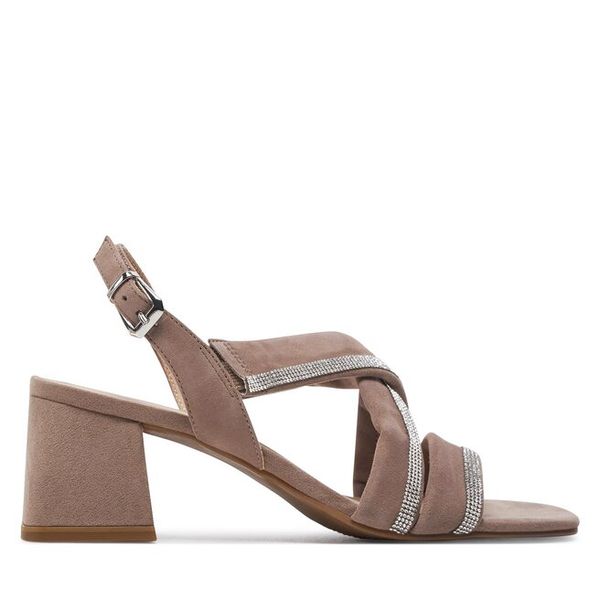 Sandały Caprice. Brązowe sandały damskie Caprice, bez wzorów, bez obcasa, na słupku, bez zapięcia. Za 239.99 zł.