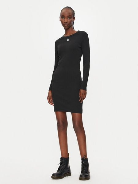 Hugo Sukienka codzienna Nemalia_1 50518385 Czarny Slim Fit. Czarne sukienki damskie Hugo, na co dzień, xs, bez wzorów, z bawełny, bez kołnierzyka, bez ramiączek, proste. Za 359.99 zł.