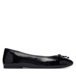 Baleriny Tommy Hilfiger. Czarne balerinki damskie Tommy Hilfiger, bez wzorów, bez obcasa, bez zapięcia. Za 409.99 zł.