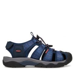 Sandały Grisport. Niebieskie sandały damskie Grisport, bez wzorów, bez obcasa, na płaskiej podeszwie, bez zapięcia. Za 119.99 zł.
