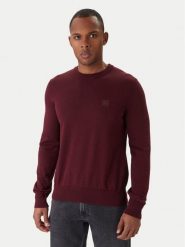 BOSS Sweter Kanovano_S 50527583 Bordowy Regular Fit. Czerwone swetry męskie Boss, m, bez wzorów, z bawełny, bez kołnierzyka, bez ramiączek. Za 567.07 zł.