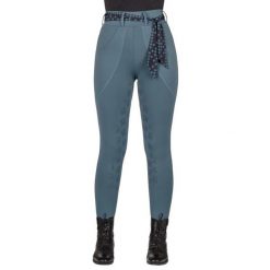 Damskie legginsy jeździeckie QHP Micah. Niebieskie legginsy damskie QHP, bez wzorów, z elastanu. Za 286.50 zł.