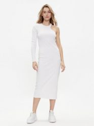 Replay Sukienka dzianinowa W9074.000.23587 Biały Slim Fit. Białe sukienki damskie Replay, xl, bez wzorów, z bawełny, bez kołnierzyka, bez ramiączek. Za 219.99 zł.