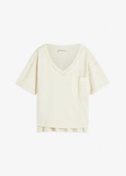Bluzka oversize z czystej bawełny. Brązowe bluzki damskie bonprix, bez wzorów, z bawełny, bez kołnierzyka, bez ramiączek. Za 44.99 zł.