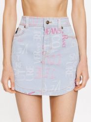 Versace Jeans Couture Spódnica mini 74HAE855 Niebieski Regular Fit. Niebieskie spódnice damskie Versace Jeans Couture, bez wzorów, z bawełny, mini. Za 1,649.00 zł.
