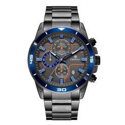 Grafitowy Elegancki Zegarek Męski Bransoleta Duży Solidny Perfect Ch02M. Szare zegarki męskie bez wzorów. Za 139.99 zł.