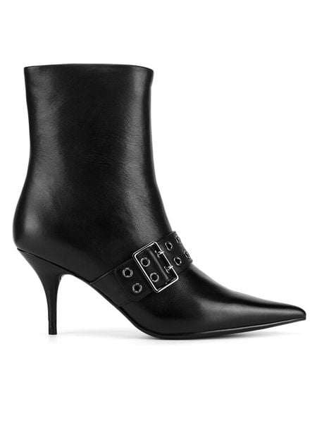 Eva Minge Botki BUSMA-SLT062-651 Czarny. Czarne botki damskie Eva Minge, bez wzorów, ze skóry, bez obcasa, na szpilce, bez zapięcia. Za 439.99 zł.