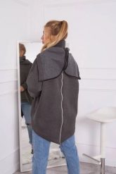 Bluza ocieplana z suwakiem z tyłu grafitowa. Szare bluzy damskie KESI, l, bez wzorów, z bawełny, bez ramiączek, bez kaptura. Za 238.37 zł.