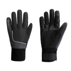 Rękawiczki sportowe unisex Rogelli Essentail Hi Vis wodoodporne. Czarne rękawiczki męskie Rogelli, na zimę, bez wzorów, z materiału. Za 160.00 zł.