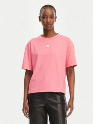 HUGO T-Shirt Signature 50556807 Różowy Regular Fit. Czerwone t-shirty damskie Hugo, xl, bez wzorów, bez kołnierzyka, bez ramiączek. Za 209.99 zł.