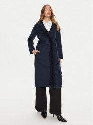 TWINSET Płaszcz wełniany 242TP2065 Granatowy Regular Fit. Niebieskie płaszcze damskie Twinset, na zimę, bez wzorów, z syntetyku, bez kołnierzyka, bez kaptura. Za 1,999.00 zł.
