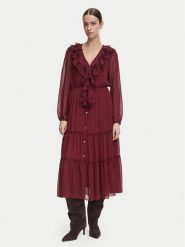 Morgan Sukienka codzienna 261-ROMANCE Bordowy Regular Fit. Czerwone sukienki damskie Morgan, na co dzień, bez wzorów, z syntetyku, bez kołnierzyka, bez ramiączek, proste. Za 479.99 zł.