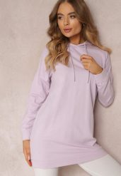 Fioletowa Bluza z Kapturem o Wydłużonym Fasonie Estera. Fioletowe bluzy damskie Renee, na jesień, m, bez wzorów, z dzianiny, casualowe, bez ramiączek, z kapturem. Za 89.99 zł.