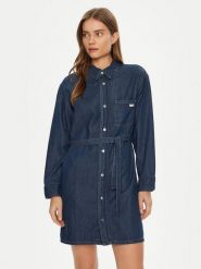 Calvin Klein Jeans Sukienka jeansowa J20J225008 Granatowy Regular Fit. Niebieskie sukienki damskie Calvin Klein Jeans, xl, bez wzorów, z bawełny, bez kołnierzyka, bez ramiączek. Za 289.99 zł.