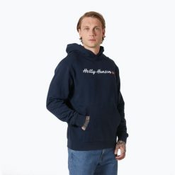 Bluza męska Helly Hansen Core Graphic Sweat Hoodie. Niebieskie bluzy męskie Helly Hansen, m, bez wzorów, bez ramiączek, bez kaptura. Za 239.99 zł.