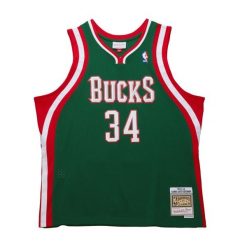 Koszulka NBA Milwaukee Bucks Giannis Antetokounmpo 2013/14. Zielone bluzki damskie Mitchell & Ness, bez wzorów, sportowe, bez kołnierzyka, bez ramiączek. Za 506.00 zł.