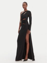 Elisabetta Franchi Sukienka wieczorowa AB-R25-61E2-V690 Czarny Regular Fit. Czarne sukienki damskie Elisabetta Franchi, bez wzorów, z syntetyku, wizytowe, bez kołnierzyka, bez ramiączek. Za 2,939.00 zł.