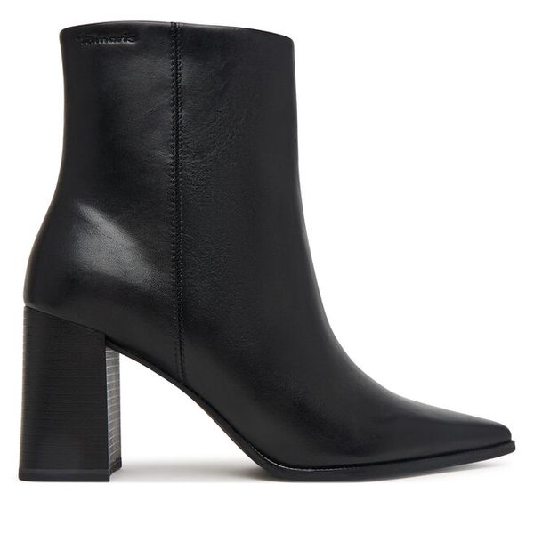 Botki Tamaris. Czarne botki damskie Tamaris, bez wzorów, bez obcasa, na słupku, bez zapięcia. Za 469.99 zł.