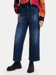 Desigual Jeansy Aimar 24WWDD18 Granatowy Wide Leg. Niebieskie jeansy damskie Desigual, bez wzorów, z bawełny. Za 229.99 zł.