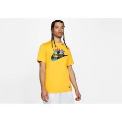 Koszulka sportowa męska Nike Futura Basketball Tee University Gold. Żółte koszulki sportowe męskie Nike, l, bez wzorów, bez ramiączek, do koszykówki. Za 129.00 zł.
