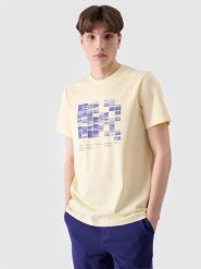 4F T-shirt regular z nadrukiem męski - żółty L. Żółte t-shirty męskie 4F, l, bez wzorów, z bawełny, bez kołnierzyka, bez ramiączek. W wyprzedaży za 29.99 zł.
