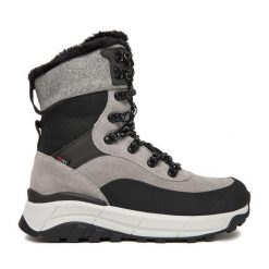 Trzewiki Rieker. Szare botki damskie Rieker, bez wzorów, bez obcasa, na płaskiej podeszwie, bez zapięcia. Za 399.99 zł.