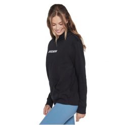 Bluza dresowa sportowa damska Skechers Signature Pullover Hoodie. Czarne bluzy damskie Skechers, s, bez wzorów, z dresówki, sportowe, bez ramiączek, bez kaptura. Za 159.99 zł.