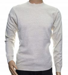 Sweter męski gładki klasyczny wełniany z wełny niegryzący M ecru 1705. Swetry męskie Selantino, m, bez wzorów, z wełny, klasyczne, bez kołnierzyka, bez ramiączek. Za 151.28 zł.