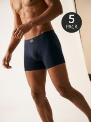 Bawełniane bokserki Classic 5 pack - granatowy. Niebieskie bokserki męskie Sinsay, bez wzorów, z bawełny. Za 49.99 zł.