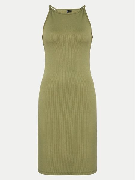 Pieces Sukienka dzianinowa Ostina 17124786 Zielony Slim Fit. Zielone sukienki damskie Pieces, s, bez wzorów, z dzianiny, bez kołnierzyka, bez ramiączek. Za 59.99 zł.