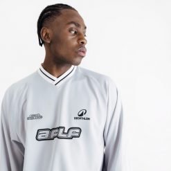 Bluza sportowa unisex Decathlon AFLF szara. Szare bluzy damskie Decathlon, s, bez wzorów, z materiału, bez kaptura, na fitness i siłownię. Za 149.99 zł.