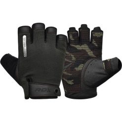 Rękawiczki gimnastyczne T2 - Half Finger - Brązowy – S. Brązowe rękawiczki męskie RDX SPORTS, bez wzorów, z bawełny. Za 59.99 zł.